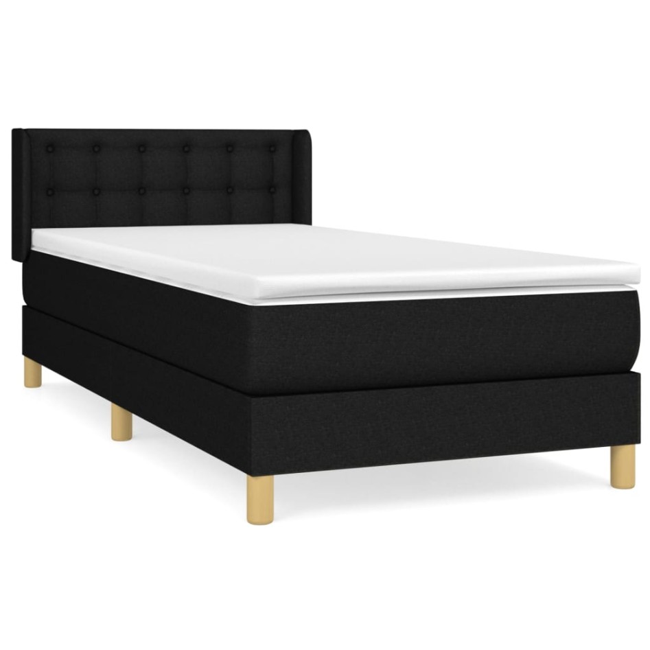 Cama box spring con colchón tela negro 100x200