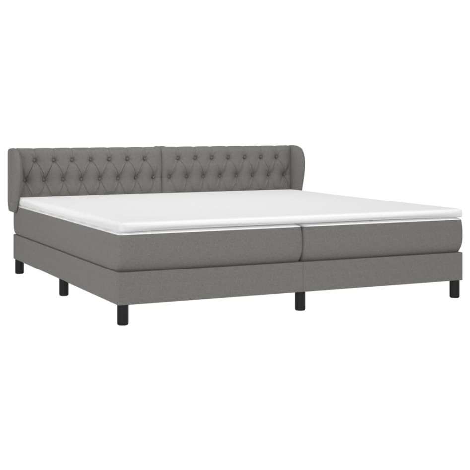 Cama box spring con colchón tela gris oscuro 200x200