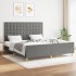 Cama sin colchón de tela gris oscuro 160x200