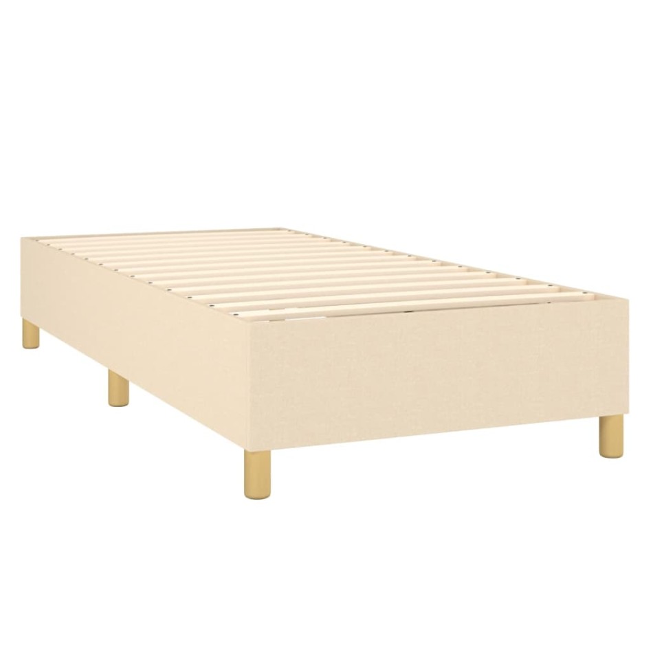 Cama box spring con colchón tela color crema 90x200