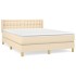Cama box spring con colchón tela color crema 140x190