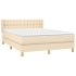 Cama box spring con colchón tela color crema 140x190
