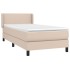 Cama box spring con colchón cuero sintético capuchino 90x200