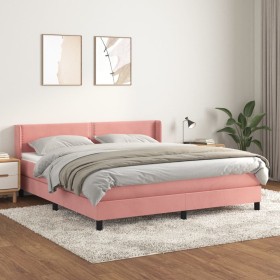 Cama box spring con colchón terciopelo rosa 160x200