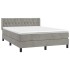 Cama box spring con colchón terciopelo gris claro 140x190