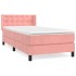 Cama box spring con colchón terciopelo rosa 90x200