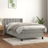 Cama box spring con colchón terciopelo gris claro 90x190