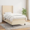 Cama box spring con colchón tela color crema 90x190 cm