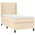 Cama box spring con colchón tela color crema 90x190