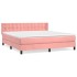 Cama box spring con colchón terciopelo rosa 160x200