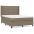 Cama box spring con colchón tela gris taupe 140x200