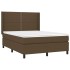 Cama box spring con colchón tela marrón oscuro 140x190