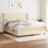 Cama box spring con colchón tela color crema 180x200