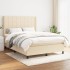Cama box spring con colchón tela color crema 140x190