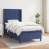 Cama box spring con colchón tela azul 100x200