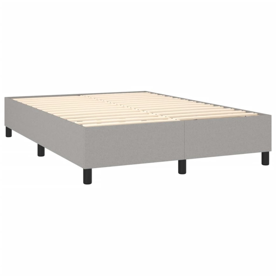 Cama box spring con colchón tela gris claro 140x190