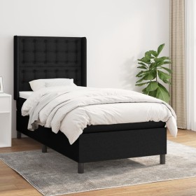 Cama box spring con colchón tela negro 90x190