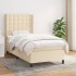 Cama box spring con colchón tela color crema 100x200