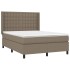 Cama box spring con colchón tela gris taupe 140x200