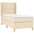 Cama box spring con colchón tela color crema 80x200
