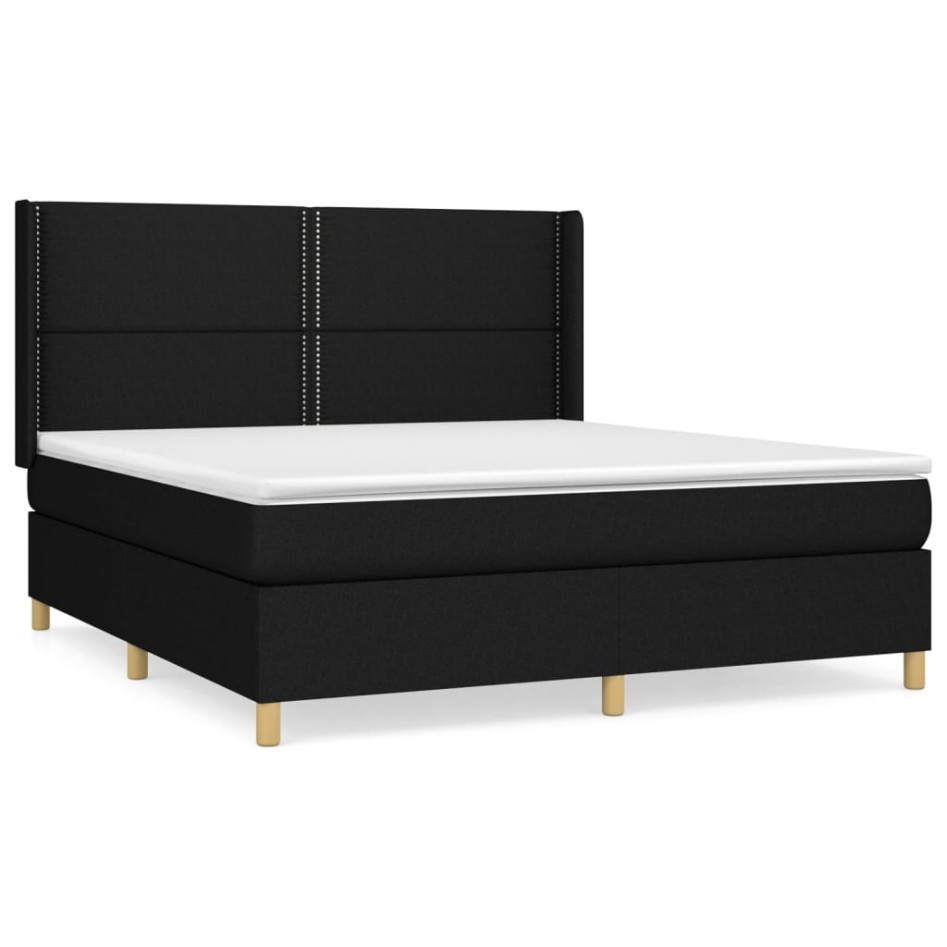 Cama box spring con colchón tela negro 160x200