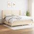 Cama box spring con colchón tela color crema 200x200