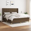 Cama box spring con colchón tela marrón oscuro 160x200 cm