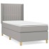 Cama box spring con colchón tela gris claro 100x200