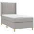 Cama box spring con colchón tela gris claro 100x200