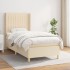 Cama box spring con colchón tela color crema 100x200