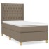 Cama box spring con colchón tela gris taupe 90x200