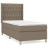 Cama box spring con colchón tela gris taupe 90x190