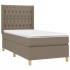 Cama box spring con colchón tela gris taupe 90x190