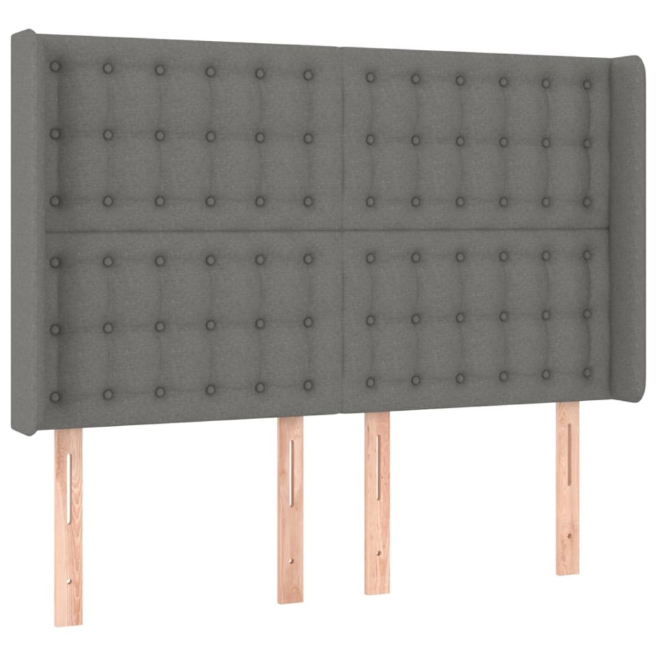 Cama box spring con colchón tela gris oscuro 140x200