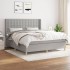 Cama box spring con colchón tela gris claro 160x200
