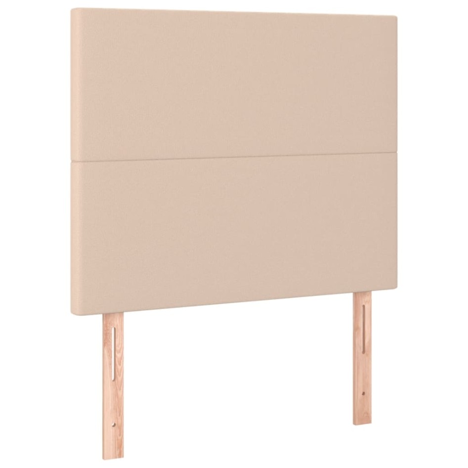 Cama box spring con colchón cuero sintético capuchino