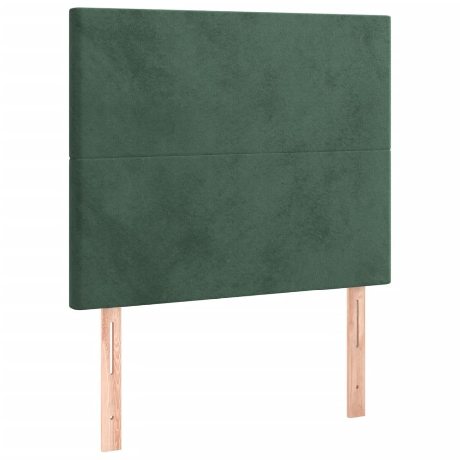 Cama box spring con colchón terciopelo verde oscuro 90x190