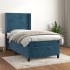 Cama box spring con colchón terciopelo azul oscuro 90x200