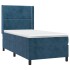 Cama box spring con colchón terciopelo azul oscuro 100x200