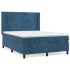 Cama box spring con colchón terciopelo azul oscuro 140x200