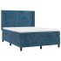Cama box spring con colchón terciopelo azul oscuro 140x200
