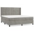 Cama box spring con colchón terciopelo gris claro 180x200