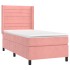 Cama box spring con colchón terciopelo rosa 90x190