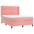 Cama box spring con colchón terciopelo rosa 140x200
