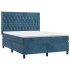 Cama box spring con colchón terciopelo azul oscuro 140x200
