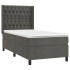 Cama box spring con colchón terciopelo gris oscuro 100x200