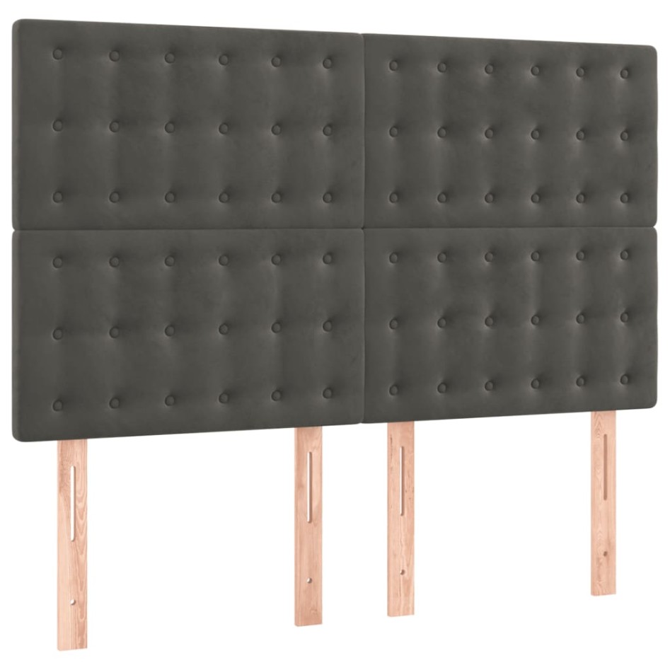 Cama box spring con colchón terciopelo gris oscuro 140x200