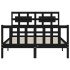 Estructura de cama con cabecero madera maciza negro 120x200