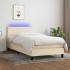 Cama box spring con colchón y LED tela crema 90x190