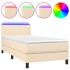 Cama box spring con colchón y LED tela crema 90x190